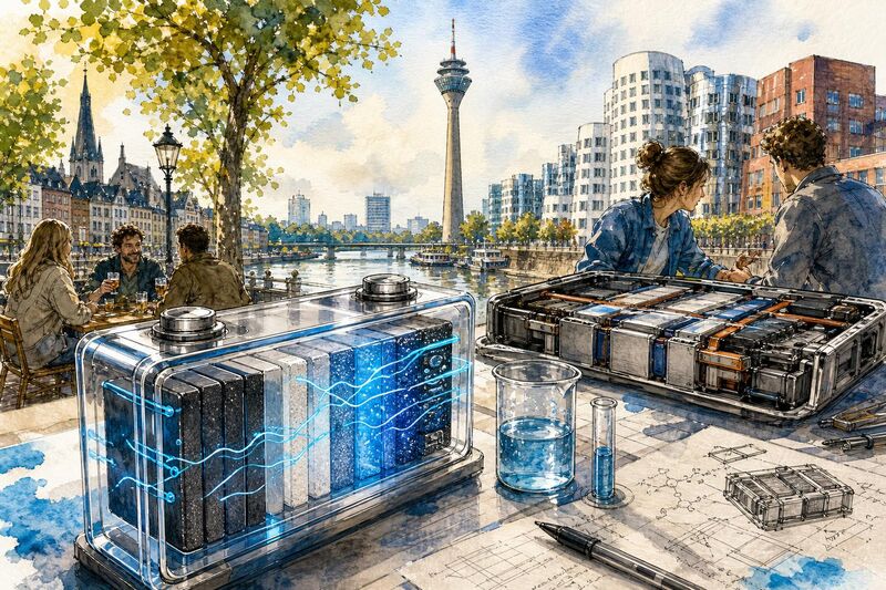 Illustration KI-generiert: Wie Elektrolyte Leistung und Lebensdauer moderner Energiespeicher bestimmen